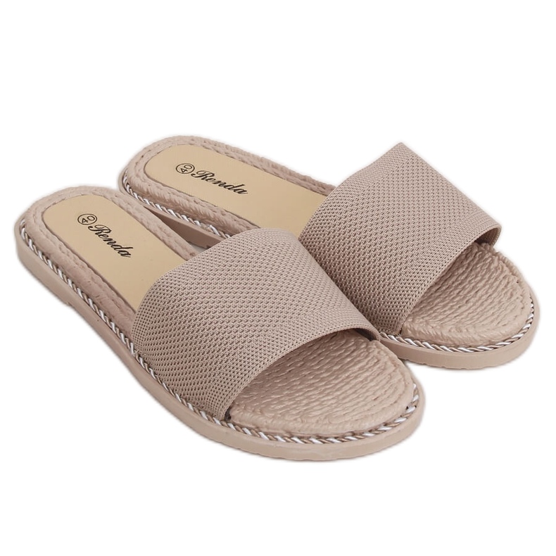 Women's beige slippers 35-185 Cream