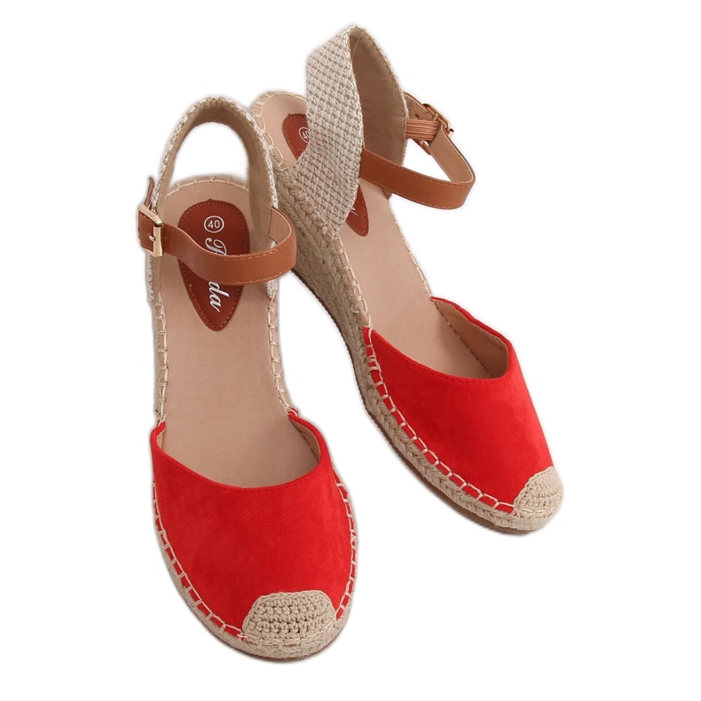 Red Espadrilles on wedges, red S-820 Red