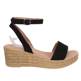Black wedge sandals 019-18 Black