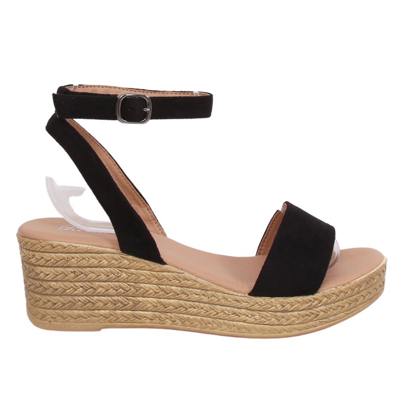 Black wedge sandals 019-18 Black