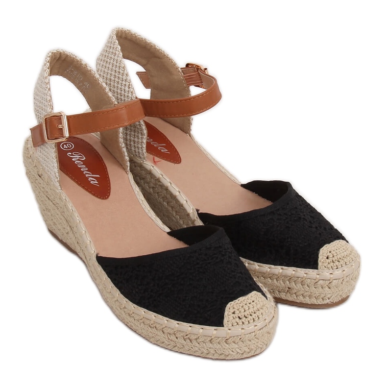 Black Espadrilles on wedges S-819 Black