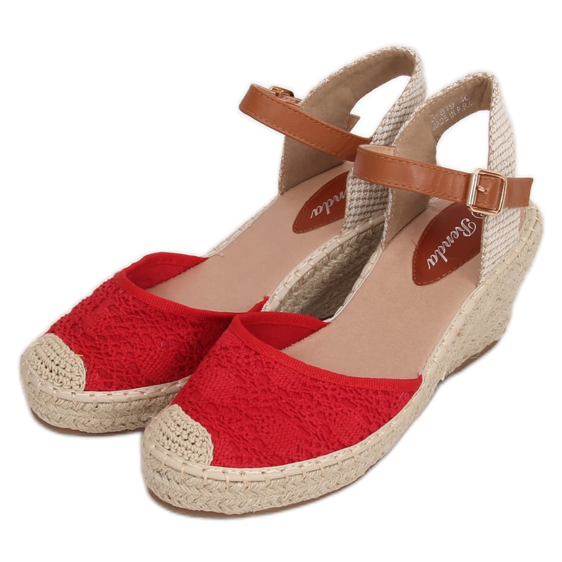 Red Espadrilles on wedges, red S-819 Red