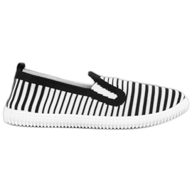 SHELOVET Striped Slip-On Sneakers white black