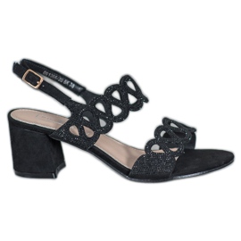 Filippo Sandals On A Bar With Cubic Zirconia black Filippo Sandals On A Bar With Cubic Zirconia black