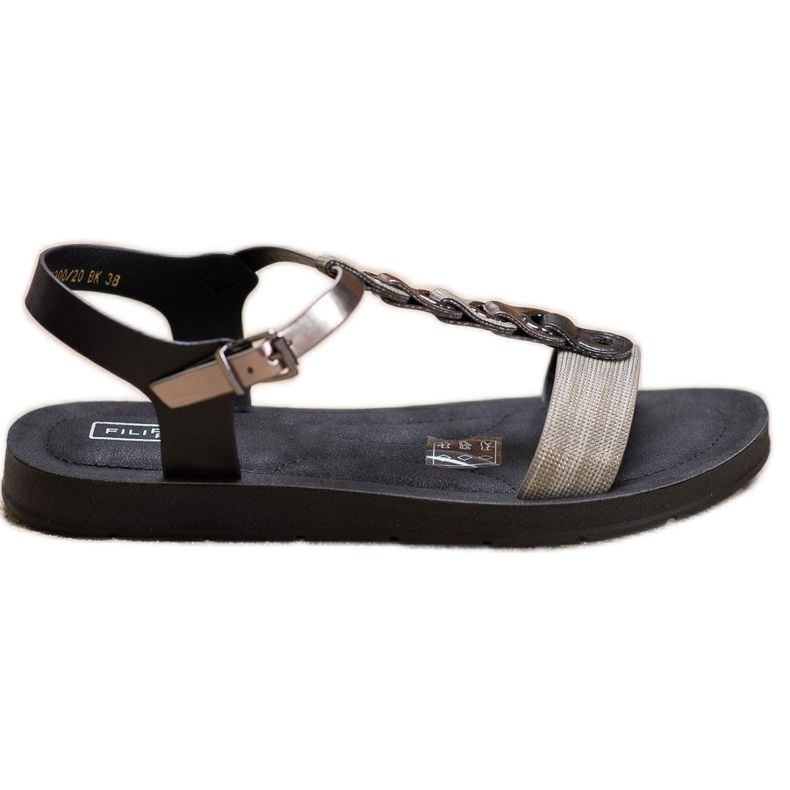 Filippo Fashionable Sandals Made Of Eco Leather black grey Filippo Fashionable Sandals Made Of Eco Leather black grey