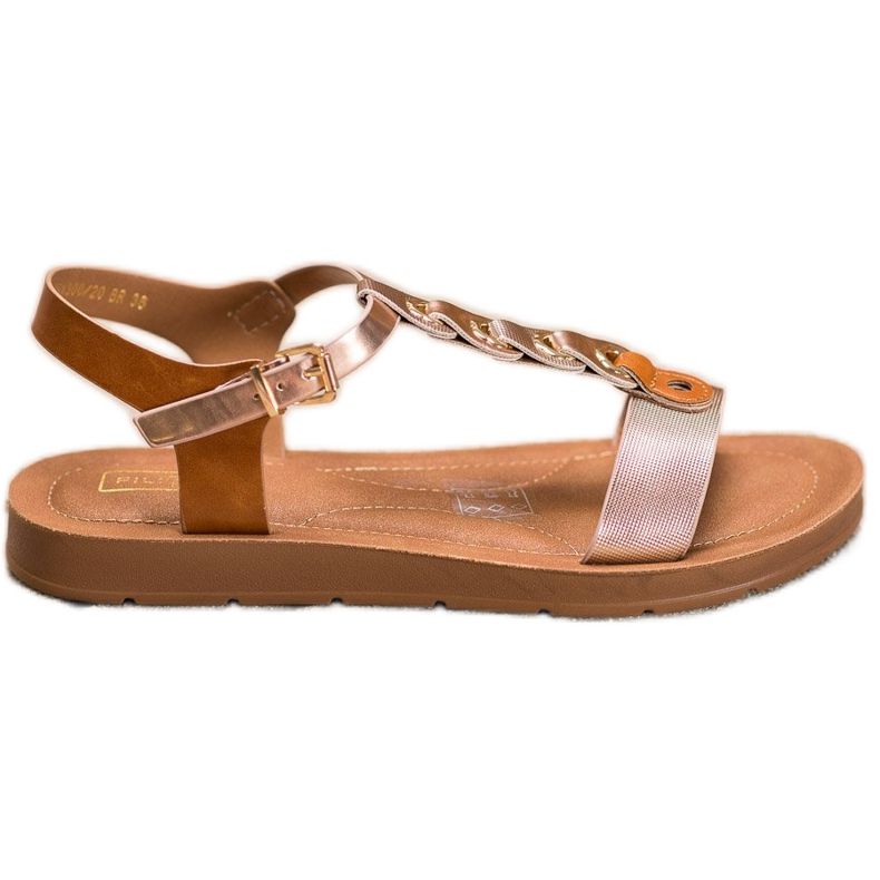 Filippo Fashionable Sandals Made Of Eco Leather beige golden