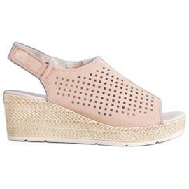 Filippo Leather Sandals With Velcro brown pink