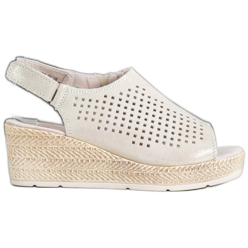 Filippo Leather Sandals With Velcro grey yellow