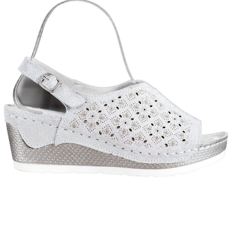 Filippo Leather Sandals With Glitter grey