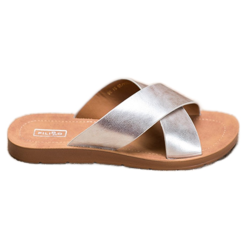Filippo Shiny Eco Leather Slippers grey