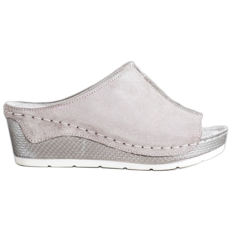 Filippo Silver Leather Slippers grey