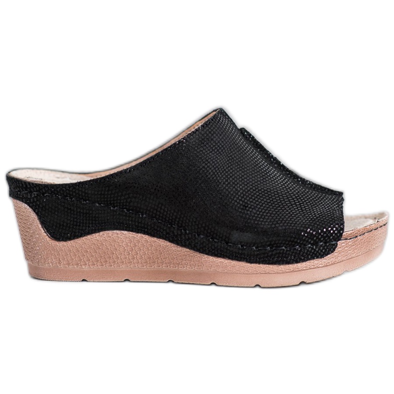 Filippo Black Leather Slippers
