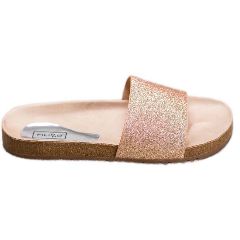 Filippo Golden Slippers With Glitter