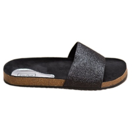 Filippo Black Slippers With Glitter