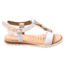 Evento White Sandals With Ornaments