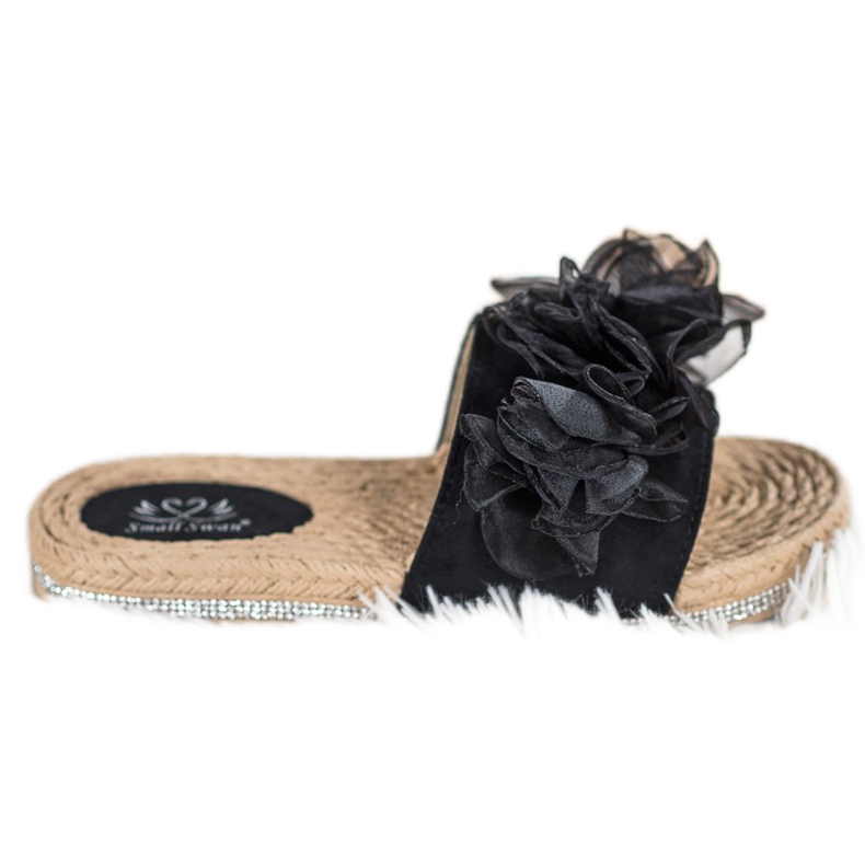 Small Swan Slippers With Ornament black