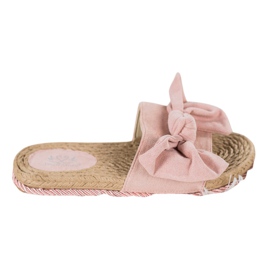 Small Swan Fashionable Slippers With A Bow pink
