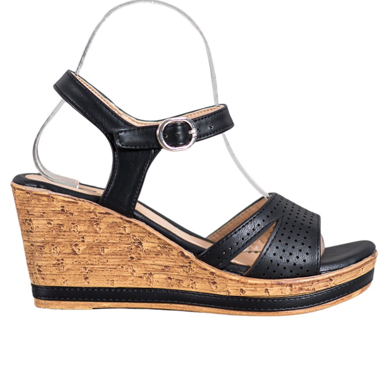 GOLL Wedge Sandals With Eco Leather black GOLL Wedge Sandals With Eco Leather black