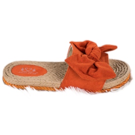 Small Swan Fashionable Slippers With A Bow orange