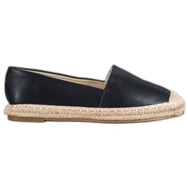 SHELOVET Light eco leather espadrilles black