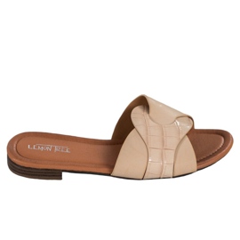 SHELOVET Elegant Eco Leather Slippers beige SHELOVET Elegant Eco Leather Slippers beige
