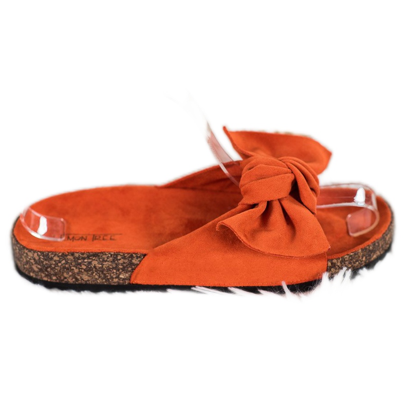 SHELOVET Suede Slippers With A Bow orange