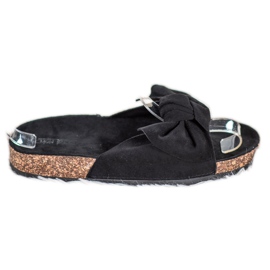SHELOVET Suede Slippers With A Bow black SHELOVET Suede Slippers With A Bow black