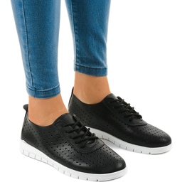 Black openwork sneakers JH701-1