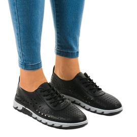 Black openwork sport sneakers JH81168-3
