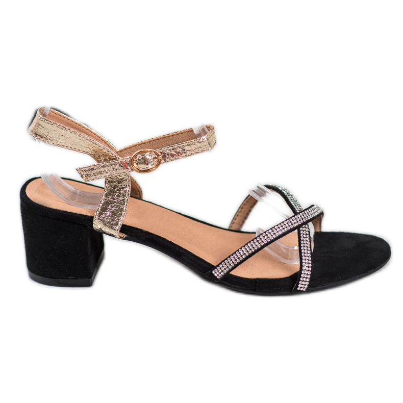 Small Swan Sandals On A Bar With Cubic Zirconia black yellow