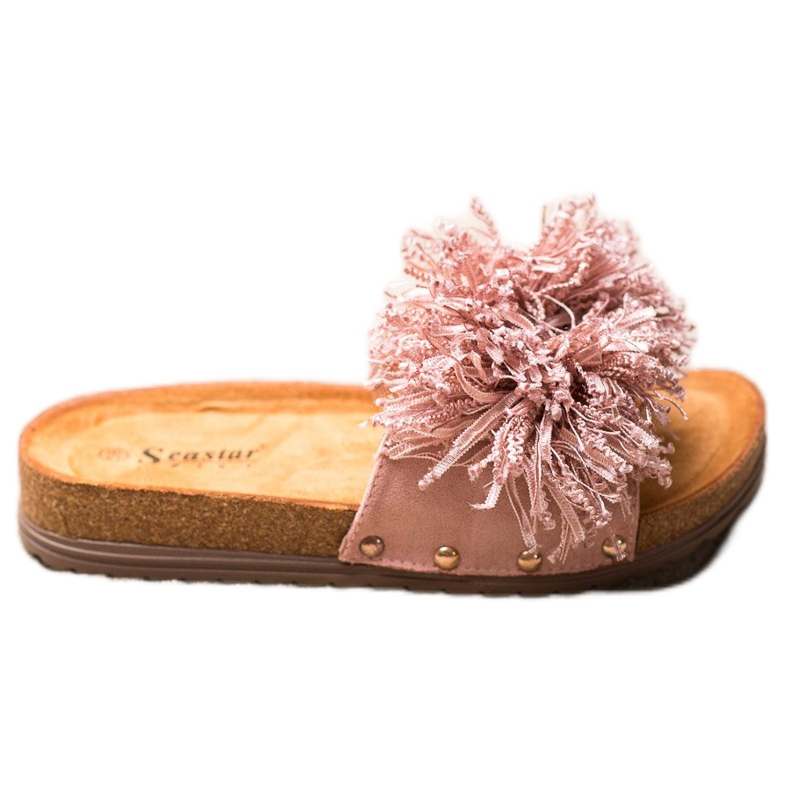 Seastar Pink Slippers With Fringes
