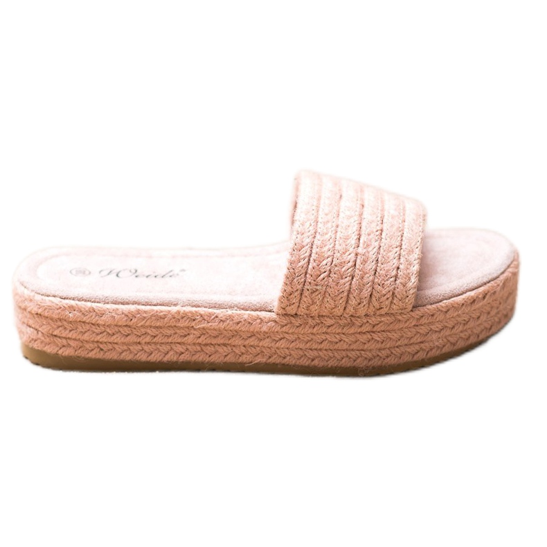 Weide Straw Slippers On The Platform pink