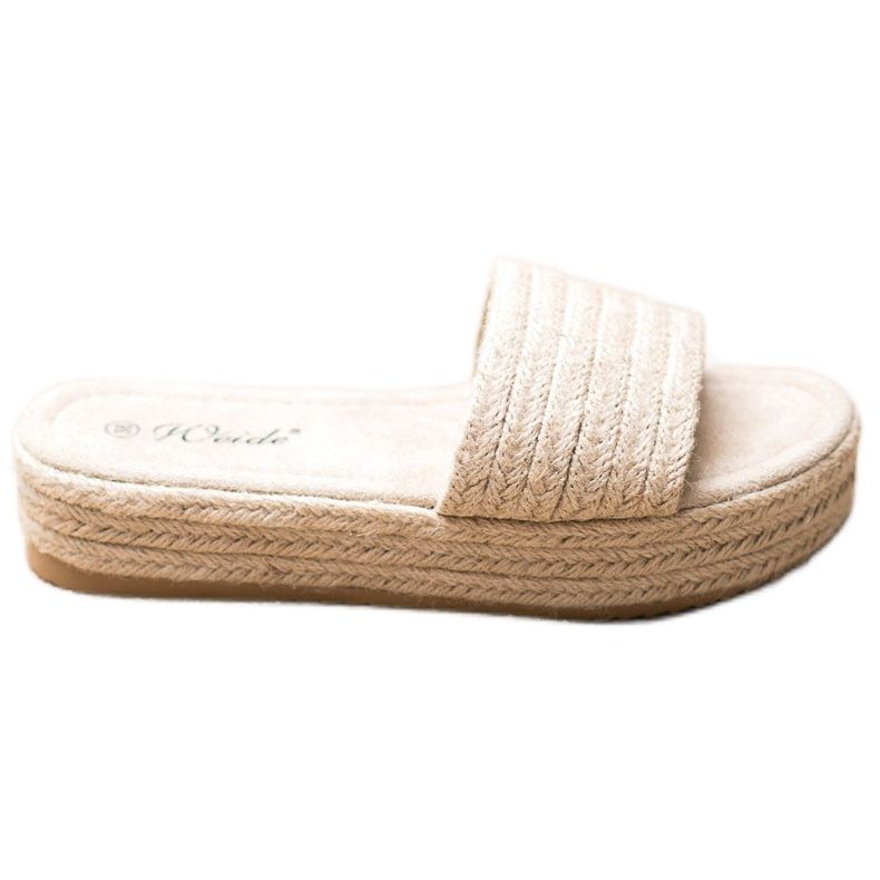Weide Straw Slippers On The Platform beige