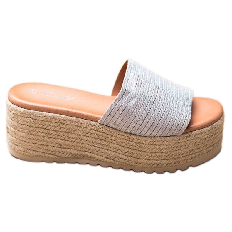 Weide Slippers On A Straw Platform grey
