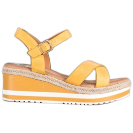 Weide Yellow Wedges With Eco Leather Weide Yellow Wedges With Eco Leather