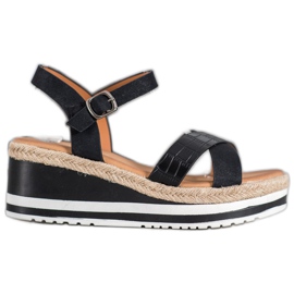 Weide Black Wedges With Eco Leather