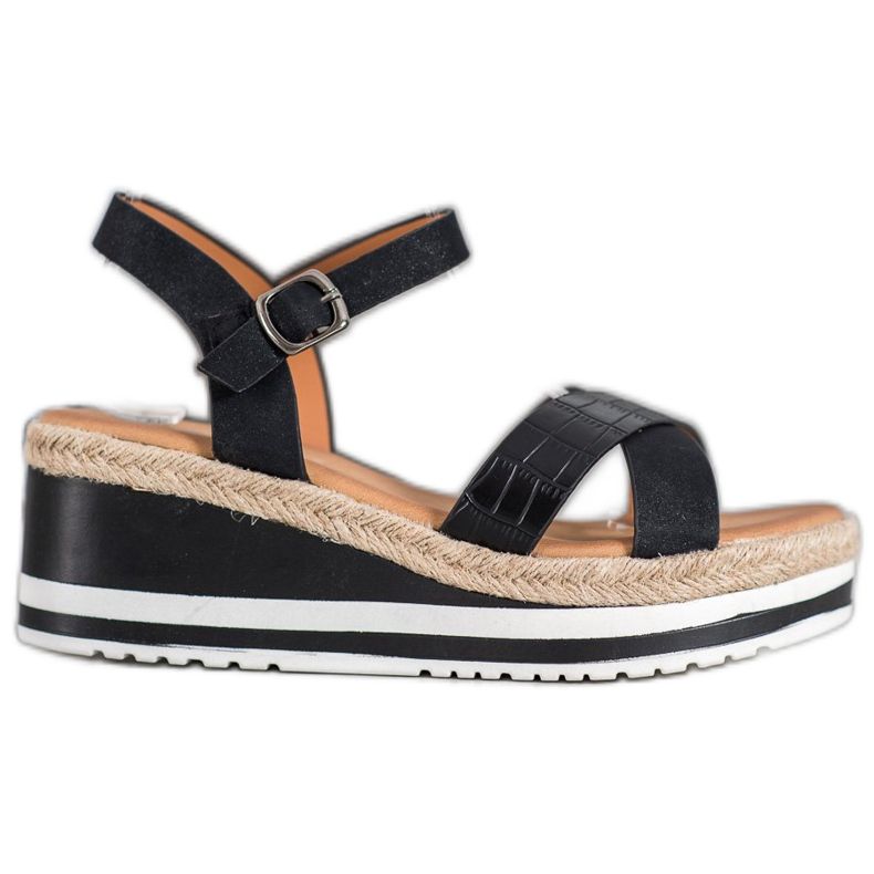 Weide Black Wedges With Eco Leather