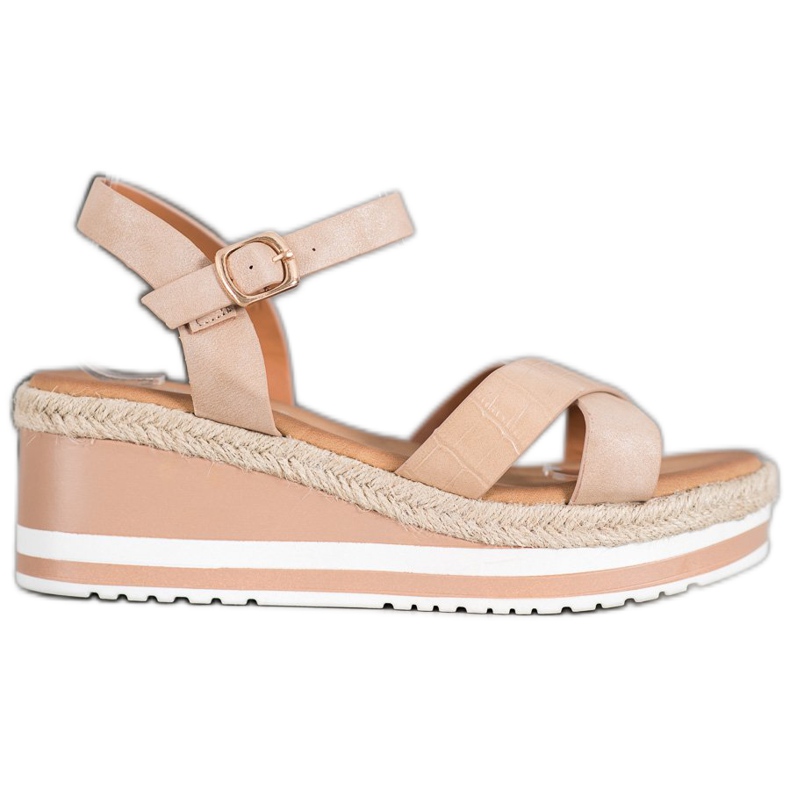Weide Beige wedges with eco leather