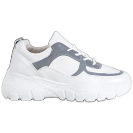 SHELOVET Fashionable Laced Sneakers white SHELOVET Fashionable Laced Sneakers white
