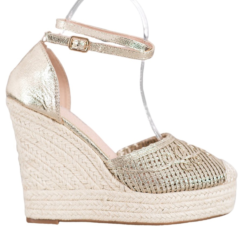 Weide Shiny Espadrilles On Wedge yellow