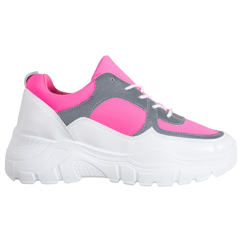 SHELOVET Fashionable Laced Sneakers white pink