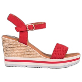Weide Fashionable Suede Wedges red