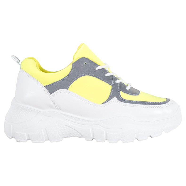 SHELOVET Fashionable Laced Sneakers white yellow