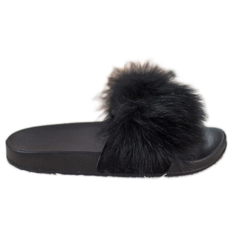 Seastar Slippers With Fur black