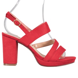 SHELOVET High-heeled suede sandals red