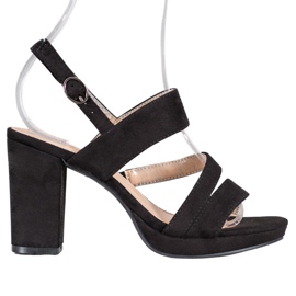 SHELOVET High-heeled suede sandals black
