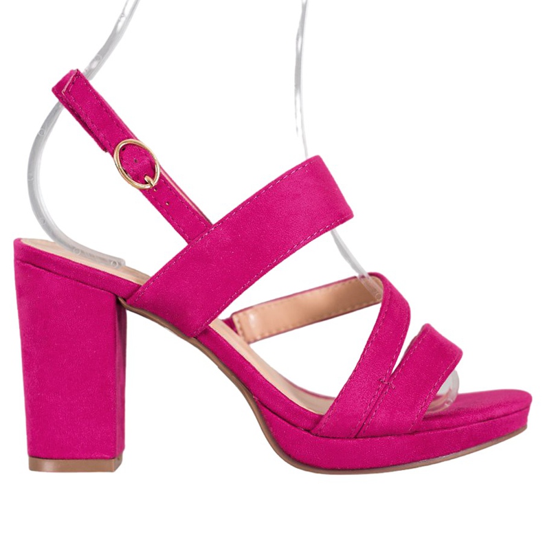 SHELOVET High-heeled suede sandals pink