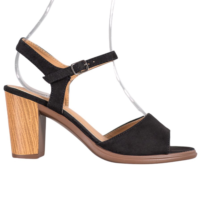 SHELOVET Black Suede Sandals