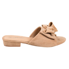 SHELOVET Beige flip-flops on a flat heel