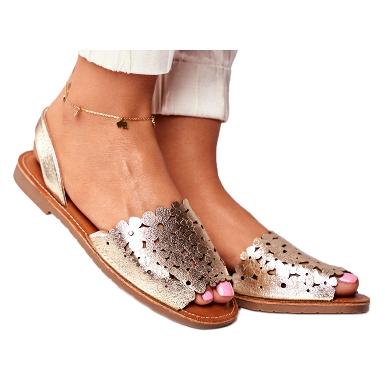 Evento Women's Gold Slip-On Sandals I Like Summer golden